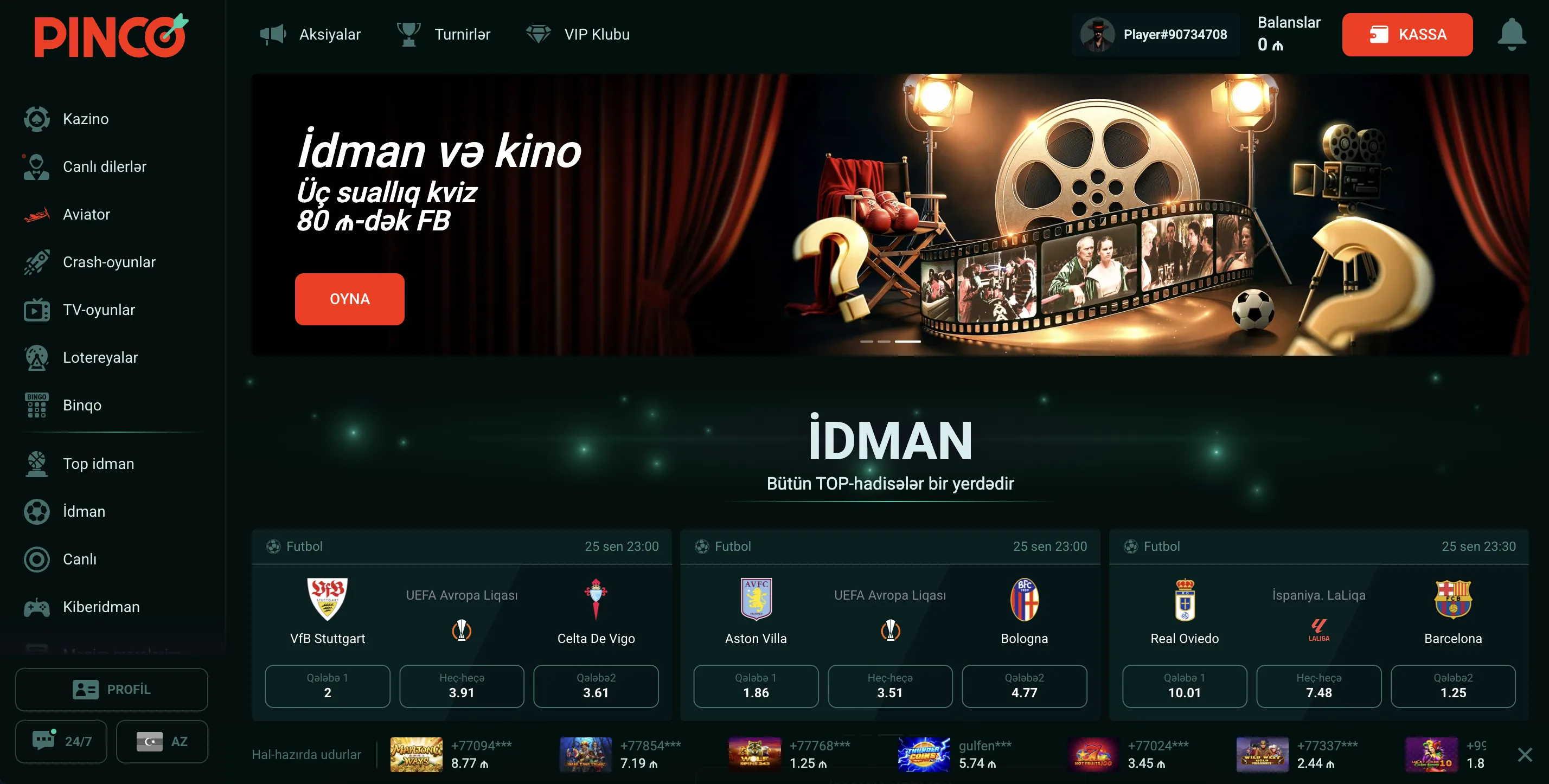 Pinco Casino istifadəçi dostu dizayn və rahat mobil giriş